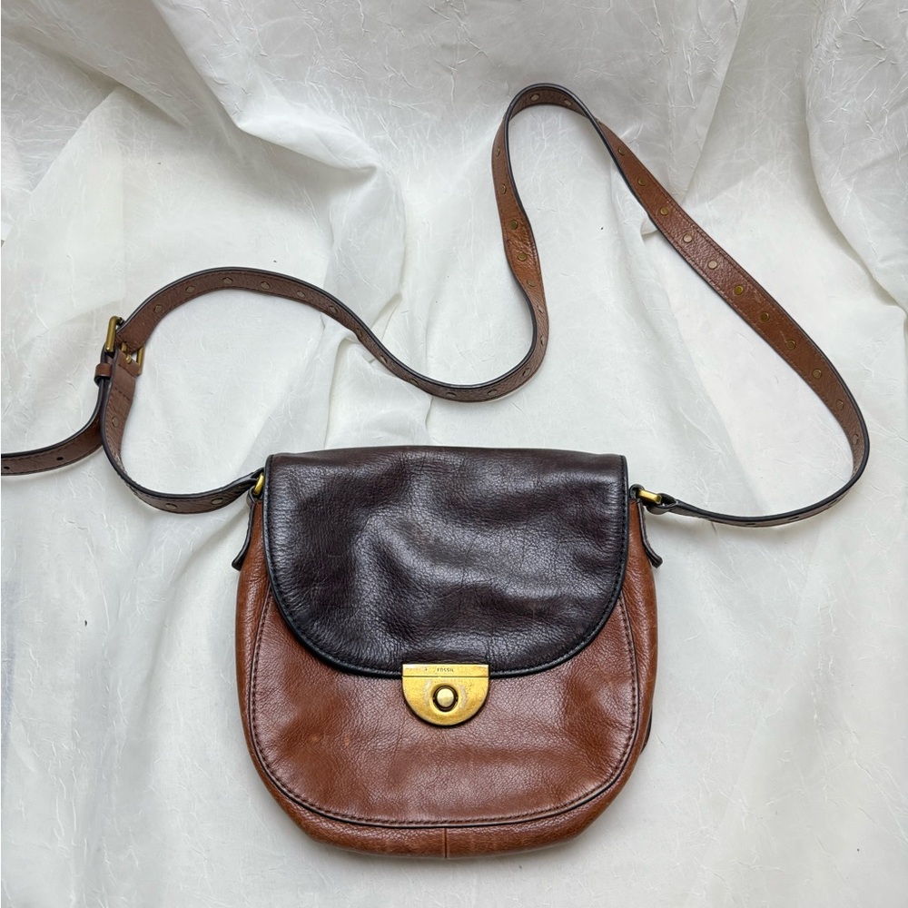 Fossil Dark and Light Brown Mini Bag